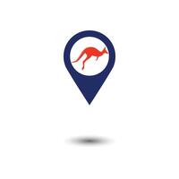 Kangaroo jumping logo template vector illustration inside a shape of location.