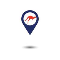 Kangaroo jumping logo template vector illustration inside a shape of location.