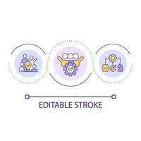 Effective teamwork strategy loop concept icon. Collaboration for development. Brainstorming abstract idea thin line illustration. Isolated outline drawing. Editable stroke vector