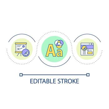 contenido estrategia lazo concepto icono. llenar sitio web con útil información. promover productos en línea resumen idea Delgado línea ilustración. aislado contorno dibujo. editable carrera vector