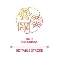 Choose correct technology red gradient concept icon. Optimize website for mobile device. Personalization abstract idea thin line illustration. Isolated outline drawing vector