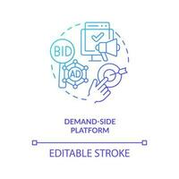 Demand-side platform blue gradient concept icon. Programmatic advertising. Digital marketing tool abstract idea thin line illustration. Isolated outline drawing vector