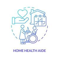 Home health aide blue gradient concept icon. Patient with disability. Professional medical healthcare service abstract idea thin line illustration. Isolated outline drawing vector
