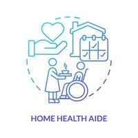 Home health aide blue gradient concept icon. Patient with disability. Professional medical healthcare service abstract idea thin line illustration. Isolated outline drawing vector