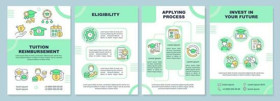 Tuition reimbursement brochure template. Financial assistance. Leaflet design with linear icons. Editable 4 vector layouts for presentation, annual reports