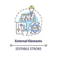 External elements concept icon. Running equipment. Production time. SMED step abstract idea thin line illustration. Isolated outline drawing. Editable stroke vector