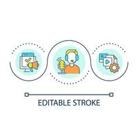 Create content for social media concept icon. Online streaming. Become full time streamer abstract idea thin line illustration. Isolated outline drawing. Editable stroke vector