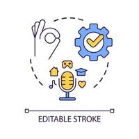 Pick good podcast topic concept icon. Live streaming. Content production. Become podcaster tip abstract idea thin line illustration. Isolated outline drawing. Editable stroke vector