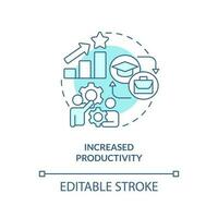 Increased productivity turquoise concept icon. Improve efficiency. Professional development. Training program abstract idea thin line illustration. Isolated outline drawing. Editable stroke vector