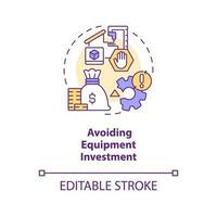 Avoiding equipment investment concept icon. Cost savings. Capacity limitations abstract idea thin line illustration. Isolated outline drawing. Editable stroke vector