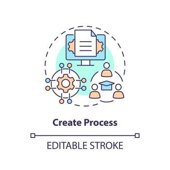 Create process concept icon. Work instructions. SMED analysis. Standardized workflow abstract idea thin line illustration. Isolated outline drawing. Editable stroke vector