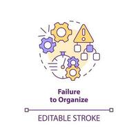 Failure to organize concept icon. SMED related pitfall. Inefficient process abstract idea thin line illustration. Isolated outline drawing. Editable stroke vector