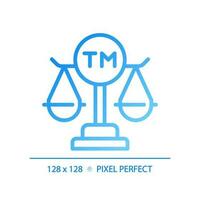 Intellectual property law pixel perfect gradient linear vector icon. Protect author rights. Trade mark registration. Thin line color symbol. Modern style pictogram. Vector isolated outline drawing