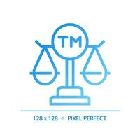 Intellectual property law pixel perfect gradient linear vector icon. Protect author rights. Trade mark registration. Thin line color symbol. Modern style pictogram. Vector isolated outline drawing