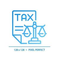 Tax law pixel perfect gradient linear vector icon. Financial operations legal regulation. Taxation payment order. Thin line color symbol. Modern style pictogram. Vector isolated outline drawing