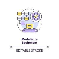 Modularize equipment concept icon. Interchangeable components. Customized machines abstract idea thin line illustration. Isolated outline drawing. Editable stroke vector