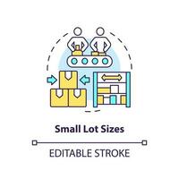 Small lot sizes concept icon. Operations management. Storage cost reduction abstract idea thin line illustration. Isolated outline drawing. Editable stroke vector