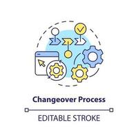 Changeover process concept icon. Manufacturing equipment. SMED methodology abstract idea thin line illustration. Isolated outline drawing. Editable stroke vector