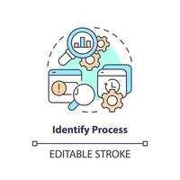 Identify process concept icon. SMED usage. Lean management. Performance improvement abstract idea thin line illustration. Isolated outline drawing. Editable stroke vector