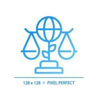 Environmental law pixel perfect gradient linear vector icon. Protecting natural ecosystems with legal rules. Regulation. Thin line color symbol. Modern style pictogram. Vector isolated outline drawing