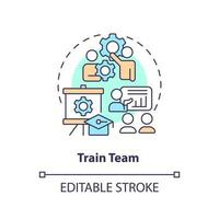 Train team concept icon. Time reduction. Increase productivity. Coaching employees abstract idea thin line illustration. Isolated outline drawing. Editable stroke vector