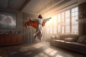 Ascension day of jesus christ or resurrection day of son of god. Good friday. Ascension day concept in living room by photo