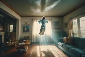 Ascension day of jesus christ or resurrection day of son of god. Good friday. Ascension day concept in living room by photo