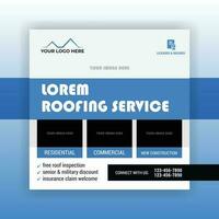 Roofing service social media post design. Promotional banner design for roofing service business. Roofing service ads design template vector