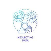 Neglecting data blue gradient concept icon. Not monitoring information. Affiliate marketer mistake abstract idea thin line illustration. Isolated outline drawing vector