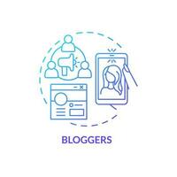 Blogger blue gradient concept icon. Create content for social media. Affiliate marketers type abstract idea thin line illustration. Isolated outline drawing vector