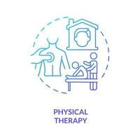 Physical therapy blue gradient concept icon. Relieve pain. Special training. Home health care service abstract idea thin line illustration. Isolated outline drawing vector