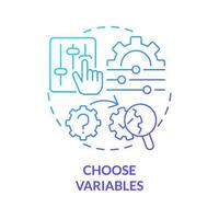 Choose variables blue gradient concept icon. Test business. How to conduct causal research abstract idea thin line illustration. Isolated outline drawing vector