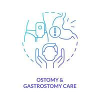 Ostomy and gastrostomy care blue gradient concept icon. Surgical stoma. Private duty nursing care abstract idea thin line illustration. Isolated outline drawing vector