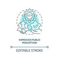 Improved public perception turquoise concept icon. Venture capital financing benefit abstract idea thin line illustration. Isolated outline drawing. Editable stroke vector