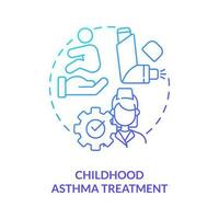 Childhood asthma treatment blue gradient concept icon. Respiratory disease. Pediatric home health care abstract idea thin line illustration. Isolated outline drawing vector