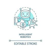 Intelligent robotics turquoise concept icon. Governmental IT funding abstract idea thin line illustration. Isolated outline drawing. Editable stroke vector