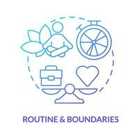 Routine and boundaries blue gradient concept icon. Work, life balance. Remote workplace wellbeing abstract idea thin line illustration. Isolated outline drawing vector