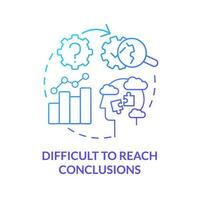 Difficult to reach conclusions blue gradient concept icon. Wrong data. Causal research disadvantage abstract idea thin line illustration. Isolated outline drawing vector