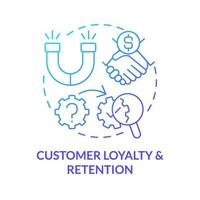 Customer loyalty and retention blue gradient concept icon. Promotion. Causal research example abstract idea thin line illustration. Isolated outline drawing vector