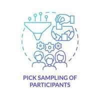 Pick sampling of participants blue gradient concept icon. Target audience. How to conduct causal research abstract idea thin line illustration. Isolated outline drawing vector