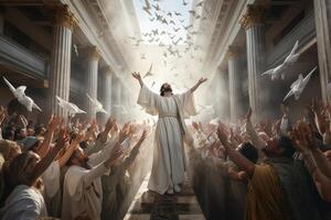 Ascension day of jesus christ or resurrection day of son of god. Good friday. Ascension day concept in church by photo