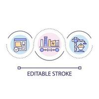 Building plant loop concept icon. Industrial construction process. Factory project. Planning abstract idea thin line illustration. Isolated outline drawing. Editable stroke vector