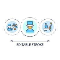 Medical assistant loop concept icon. Practitioner and assistant. Healthcare. Examine patient abstract idea thin line illustration. Isolated outline drawing. Editable stroke vector