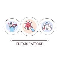 Respiratory tract infection loop concept icon. Pulmonary disease. Contagious virus. Influenza abstract idea thin line illustration. Isolated outline drawing. Editable stroke vector
