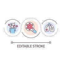 Respiratory tract infection loop concept icon. Pulmonary disease. Contagious virus. Influenza abstract idea thin line illustration. Isolated outline drawing. Editable stroke vector