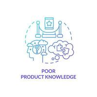 Poor product knowledge blue gradient concept icon. Incompetence problem. Affiliate marketer mistake abstract idea thin line illustration. Isolated outline drawing vector