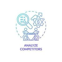 Analyze competitors blue gradient concept icon. Study market. Select affiliate marketing niche abstract idea thin line illustration. Isolated outline drawing vector