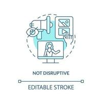 Not disruptive turquoise concept icon. Social media advertising benefit abstract idea thin line illustration. Isolated outline drawing. Editable stroke vector