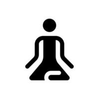 Meditation black glyph ui icon. Lotus position. Calmness and harmony. Relaxation. User interface design. Silhouette symbol on white space. Solid pictogram for web, mobile. Isolated vector illustration