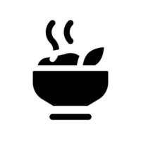 caliente comida negro glifo ui icono. cena tiempo. sano alimento. delicioso desayuno. usuario interfaz diseño. silueta símbolo en blanco espacio. sólido pictograma para web, móvil. aislado vector ilustración